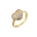 Adjustable golden open ring featuring a micro-pave cubic zirconia heart design - Adjustable Open / Gold White Zirconia