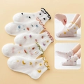 Breathable mesh cotton socks for baby girls with cute fruit and floral patterns in 5-pair set - Sweet Mesh Lace / 3-5 Years (Feet length 13-15cm)