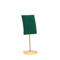 Green microfiber velvet jewelry display stand with golden metal base for rings and earrings - Rectangular Pendant Rack (High) - Green