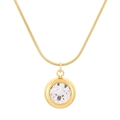 Elegante gouden slangenketting met minimalistische ronde hanger en sprankelend kristal - Goud
