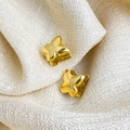 Gepolijste 18K vergulde vlinder oorringen met een glanzende metalen afwerking voor dames - Vlinder / Goud