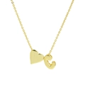 18k gold plated heart necklace with bubble letter C pendant for women fashion - Necklace - Letter C