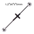 Silver stainless steel industrial barbell piercing with cross pendant 1.2x36x5mm - Steel-Cross