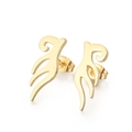 Minimalistische Blatt-Ohrstecker aus poliertem Titanstahl in eleganter Goldoptik - Abstrakter Kurvenstil (KLJ572-Z) / Gold