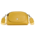 Borsa a tracolla giallo zenzero con texture litchi e tracolla larga a chevron - Giallo