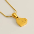 Collier cœur en acier plaqué or 18K avec lettre U et incrustation de diamant - Lettre U