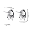 Detailed view of silver molten lava stud earring with pearl and dimensions 15x11mm - Silver