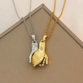 Dual interlocking hands heart necklace in gold and silver finish on a gift box - XL1938 Hand Combo Necklace