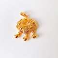 Detail of a 18k gold Ruyi lock pendant with three bells and lucky Fu character engraving - Fu Character Lock*Gold
