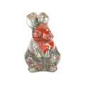 Hand-carved natural grey and red stone rabbit figurine with smooth polished finish - African Blood Stone