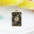Golden Magician tarot card pendant with black enamel finish for DIY jewelry crafting - The Magician