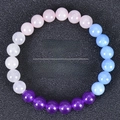 Detailed view of sunstone and rose quartz fertility bracelet for new moms - Pink Light Blue Purple (Fertility-D)