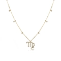 Gold-plated Virgo zodiac necklace with sparkling cubic zirconia on a minimalist chain - Virgo