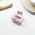 Purple marble pattern cellulose acetate hair claw clip with rectangular hollow design - Water Ripple Purple