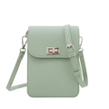 Mint green Saffiano leather mini crossbody bag with sleek metal turn-lock closure - Mint Green