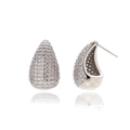 Elegant silver teardrop stud earrings with pave-set sparkling cubic zirconia stones - Silver Base White