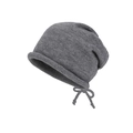 Elegante gorro de punto gris para mujer con un delicado lazo de cordón decorativo lateral - Gris