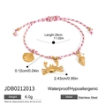 Pulsera trenzada ajustable rosa y morada con dijes dorados con motivos de conchas marinas - Pulsera Océano Concha Cangrejo Caracola (JDB0212013)