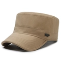 Khaki cotton cadet cap featuring a minimalist sports style metal side buckle logo - Khaki