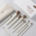 9-teiliges Profi-Make-up-Pinsel-Set mit weißen Griffen und Lederetui in hochwertiger Box - 10 Stück Mit PU-Tasche und Box