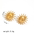 Gold Sun Moon Relief Earrings (TE60185-G)