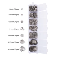 Silver jewelry making kit with 7-grid box containing lobster clasps and metal findings - 7-Grid White K Flower Bead Caps Box