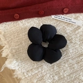 Sweet black floral pattern sponge hair scrunchie with simple Korean style for women - Black Solid