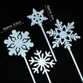 White snowflake cake toppers in 4cm and 5.5cm sizes for Christmas party decorations - 4pcs Light Blue Plastic Snowflakes