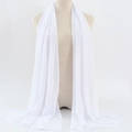 Elegant white chiffon hijab scarf with pearls on a beige mannequin, sheer draping texture - 14
