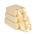 Set di scatole per gioielli a cassetto beige con manici in nastro di raso in tre misure - 8x8x3.2cm / Beige