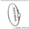 Detalle de pulsera de cable de acero con diámetro de 6 cm y especificación de 12 g - Hebilla de Herradura Color Acero