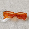 Translucent bright orange retro rectangular sunglasses with y2k style bubble frame - Y2K Orange Narrow Frame (06)