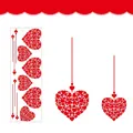 12pcs Red Heart Window Wall Decal Stickers Set with Size Details in Inches and CM - 12 Pcs/1 Sheet