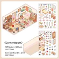 3D room corner sticker kit with two PET sheets and a decorative card for DIY journals - Corner Room