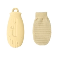 Borsa dell'acqua calda in silicone giallo con giraffa e fodera in maglia abbinata - 500ml / Cervo / Bianco Sporco