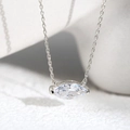 Collana minimalista in argento sterling S925 con pendente in zircone con taglio marquise - Argento 925 / Bianco