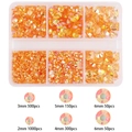 6-grid orange jelly flatback rhinestones set for nail art and DIY decoration - Gold Yellow