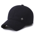Berretto da baseball blu navy da uomo invernale con tessuto twill e logo in metallo - Regolabile / Blu navy