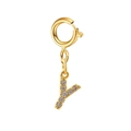 Golden letter Y pendant with crystal inlay on a delicate stainless steel bracelet - Letter Pendant-Y