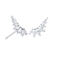 Sparkling S925 silver wing-shaped earrings with colorful marquise-cut zircon stones - Silver (White Zirconia)
