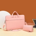 Pink waterproof nylon laptop shoulder bag with matching accessory storage pouch - Upgraded Four-pocket Design With Shoulder Straps For Attaching To A Rolling Suitcase (pink) + Power Bank Bag --- Countdown Special Offer / 13.3 Inch