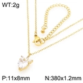 Pastoral style golden heart pendant necklace with transparent gemstone for women - Gold Heart-Shaped Clear Zirconia Pendant (KN295037-GC)