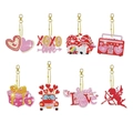 8-teiliges Valentinstag DIY-Diamanten-Schlüsselanhänger-Set mit Herz- und Zwergmotiven - Romantische Elemente Acryl Schlüsselanhänger (8er Set)