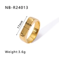 Minimalist double layer ring in 18k gold finish with 17mm rectangular top surface - US 6 / Gold Minimalist Rectangle Face Style (NB-R24013)