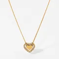 Elegante goldene Doppelhalskette mit Herzanhänger und glänzenden Kristallen an einer Kette - Goldene Halskette (D1319)
