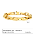 Minimalist stainless steel square chain bracelet in IP gold plating finish, 21cm length - Gold (21cm)