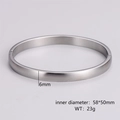 Detailed specs of matte silver bangle with 6mm width and 58x50mm inner diameter - Women-Steel Color(6mm)