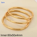 Set di tre bracciali rigidi minimalisti in acciaio inossidabile dorato da 4mm, 60x50x4mm - 3 Anelli (KB205310-LO) / Oro