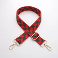 Adjustable woven bag strap in red and dark green herringbone pattern with gold hooks - J44-A12-Red Green Herringbone