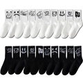 Graffiti Streetstyle Baumwoll-Sportsocken in Schwarz und Weiß mit Monster-Mustern - 20 Paare (je 1 Stück)
